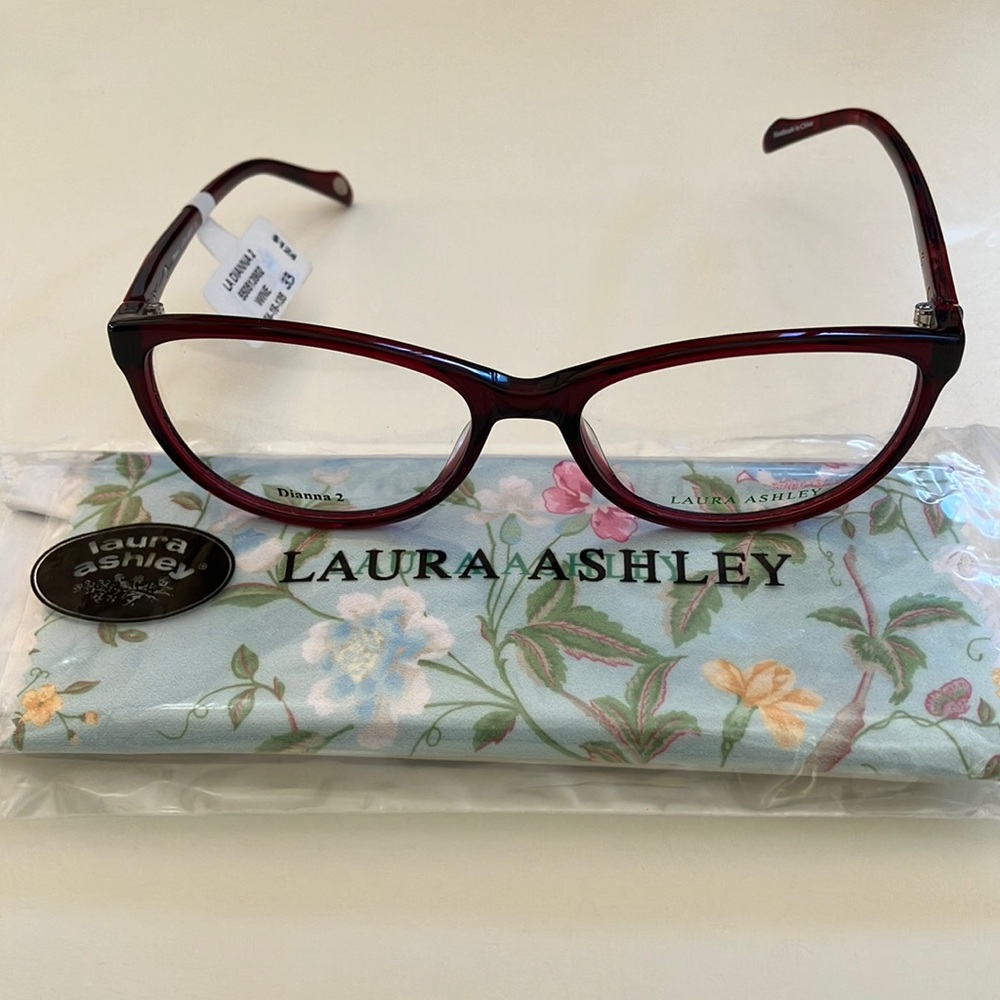 Laura Ashley DIANNA 2 ladies new eyeglasses case cloth wine red